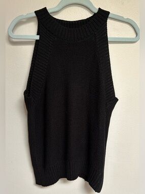 Nitrogen Black Heavy Knit Sleeveless Halter Sweater Top - Size L